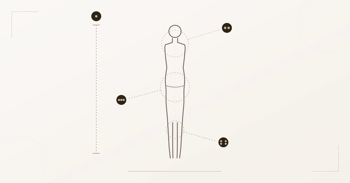 Diagramm der Classic-Linienanatomie: moderate Vertikale, symmetrische ausgewogene Schultern, sanft definierte Taille, gleichmäßige Proportionen um eine zentrale Symmetrieachse