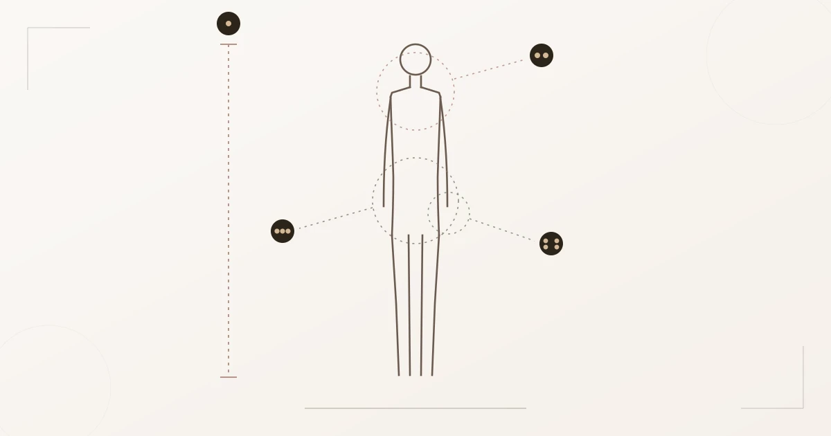 Diagram of the Dramatic line anatomy: long vertical line, sharp narrow shoulders, straight torso without a waist curve, long slender limbs