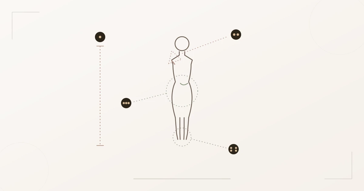 Diagram of the Gamine line anatomy: short vertical, sharp angular shoulder and soft round hip in contrast side by side, compact limbs