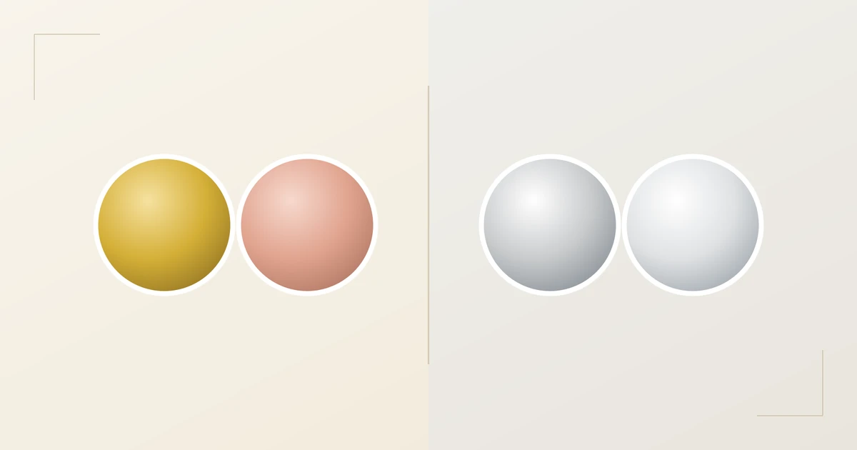 Warme versus kühle Metalle — Gold, Roségold, Silber und Platin im Farbvergleich