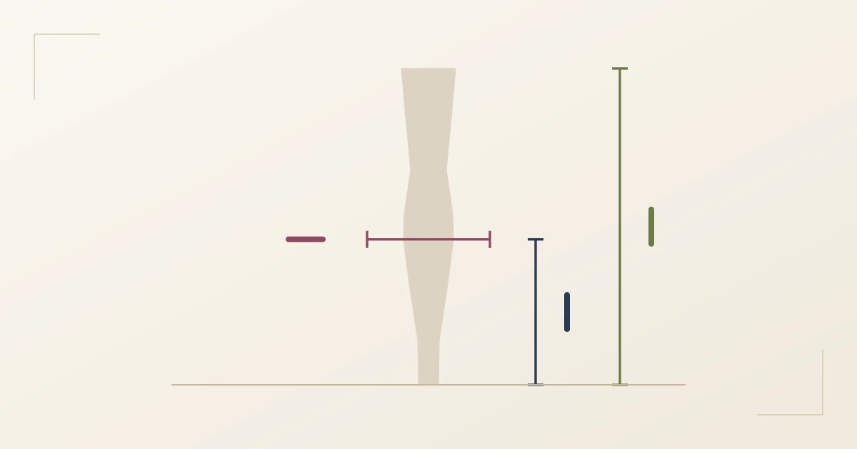 Diagram of a leg from the side with three measurements marked: calf circumference at the widest point, the height of that point from the floor, and leg length from hip to floor